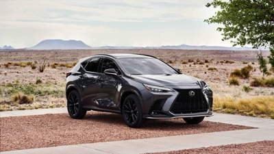 2026 Lexus NX 350 F SPORT Handling in dark gray, parked in the desert